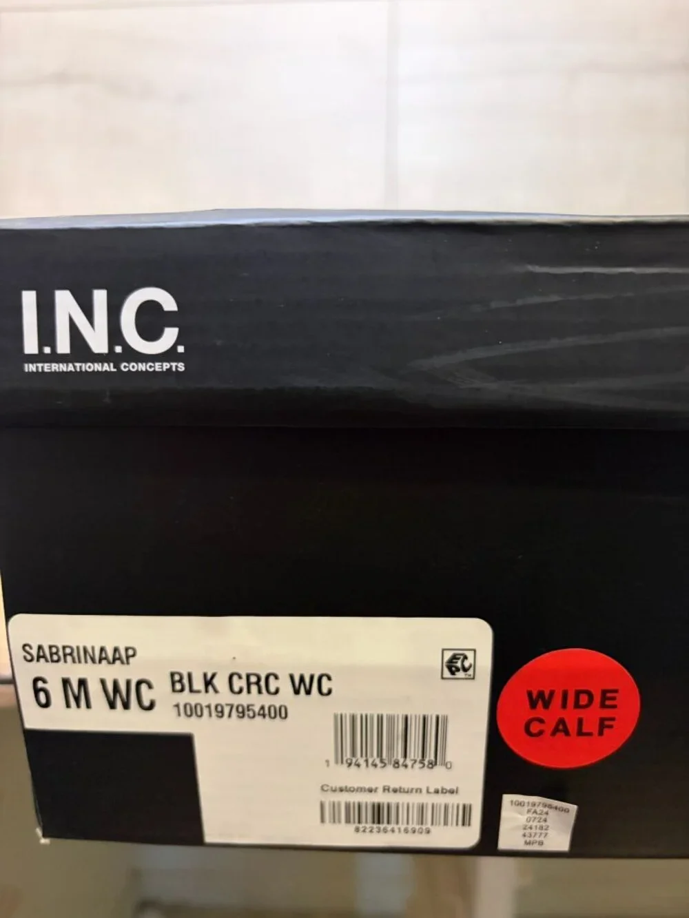 INC Sabrinaap High Knee Boots Black Crocodile Wide Calf Size 6M
